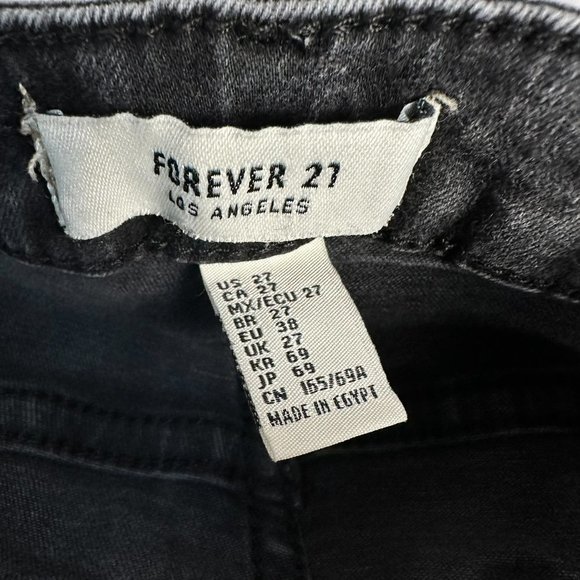 Forever 21 Women's Distressed High Rise Denim Jeans, Size 27, Black Washed - Picture 5 of 7